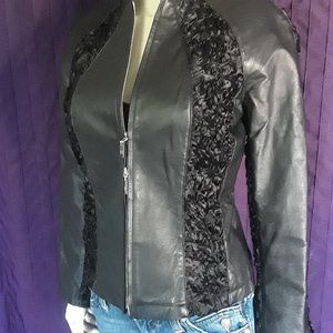 *NWOT* Black Leather & Ribbon Jacket